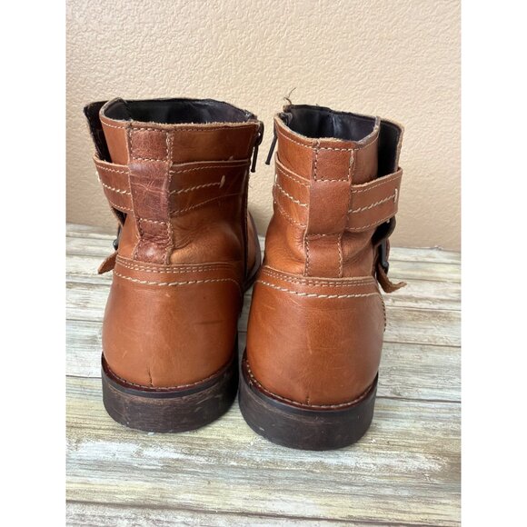 ALDO Men’s Brown Leather Ankle Boots Sz 12 Harness Buckle Zip Pre-owned Portugal - Picture 8 of 16